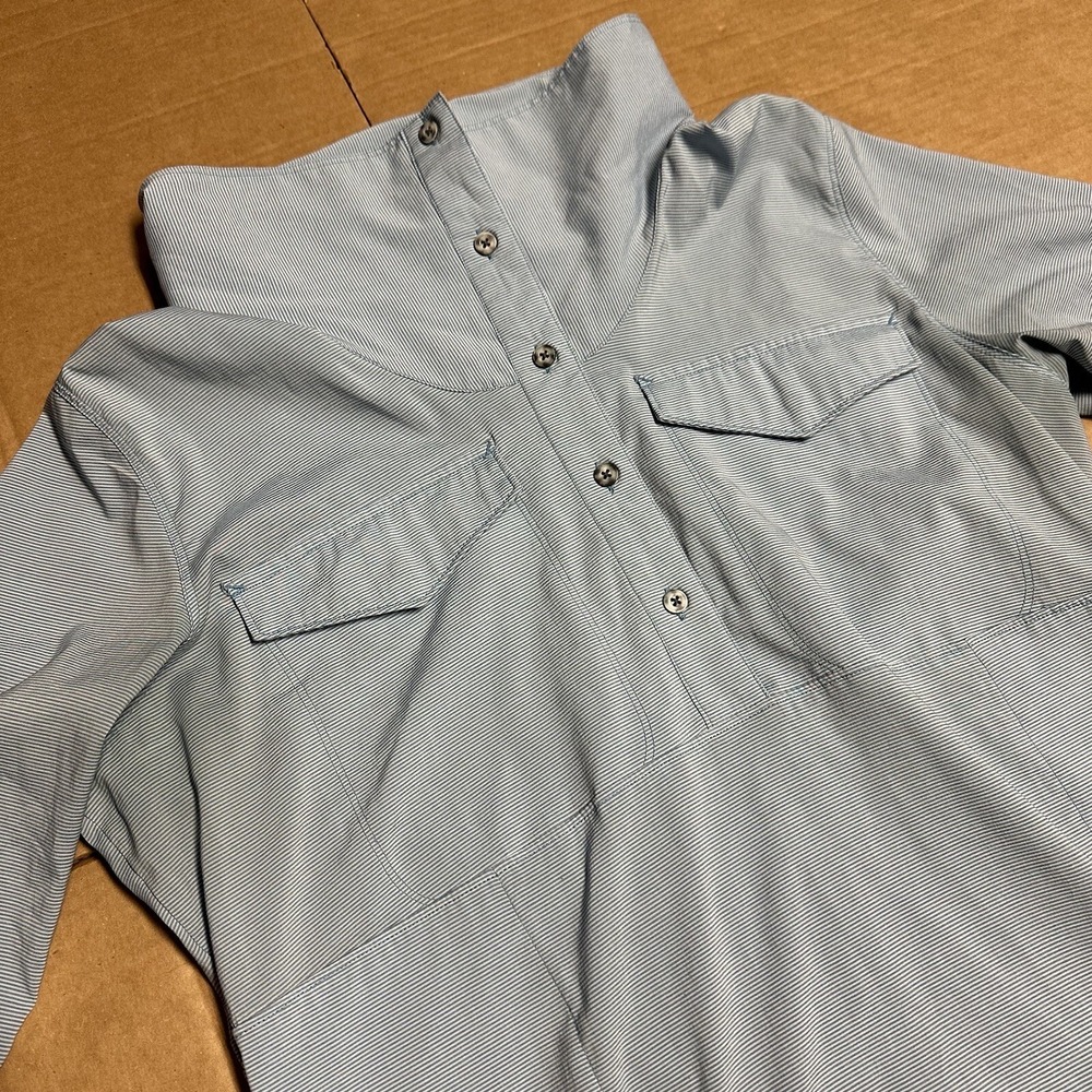 Mountain Hardwear Women's Citypass Long Sleeve Popover Blue Striped Shirt Large‎ - Picture 7 of 16